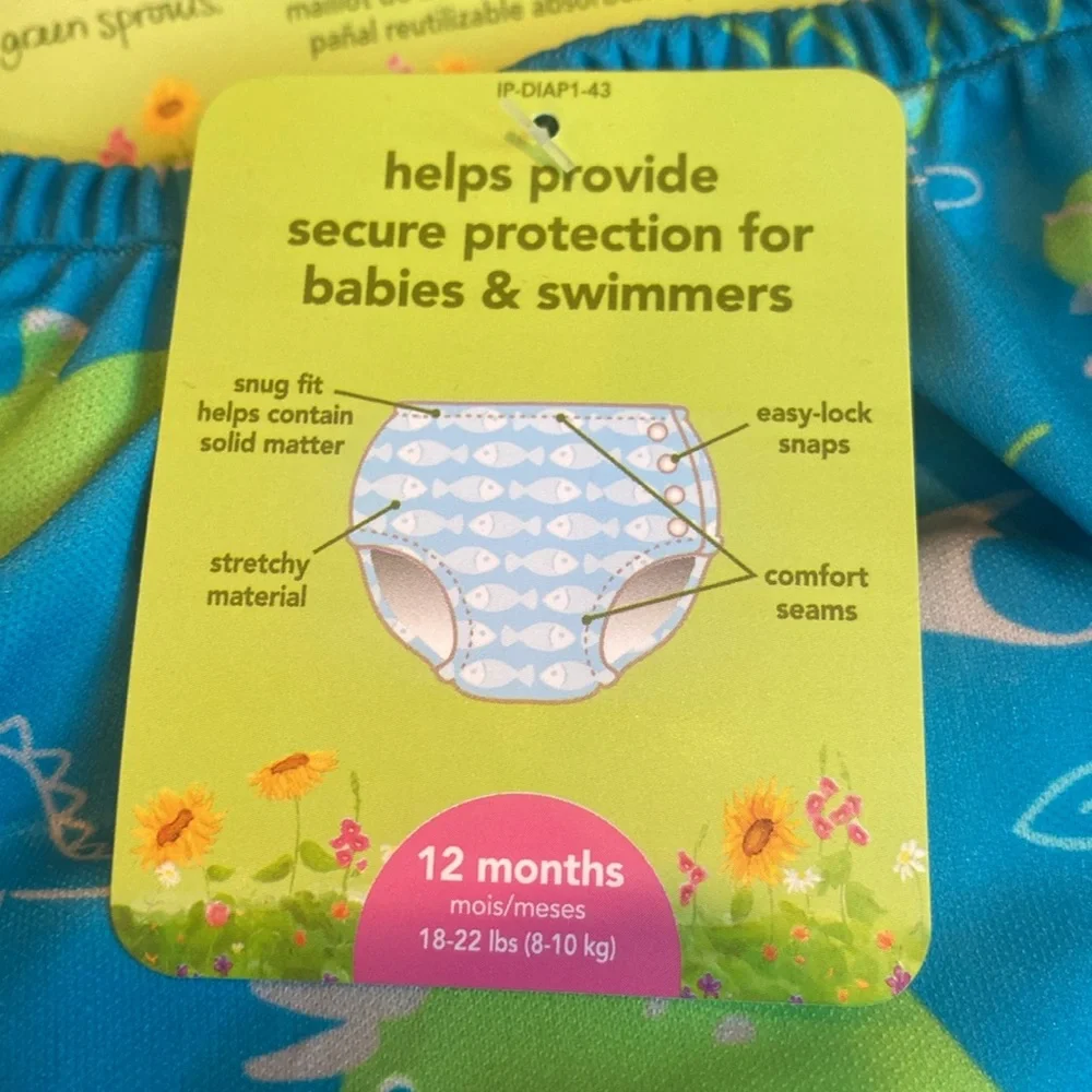 New with tags Boys Green Sprouts Swim Diaper Sz 12 and 6 months - Picture 2 of 9